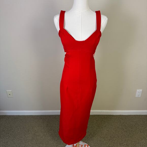 Zara Strappy Cutout Bodycon Midi Dress US Women's XS - Picture 2 of 9